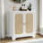 Rattan Sideboard Buffet Storage Cabinet with Solid Wood Legs and Anti-Tipping Kit