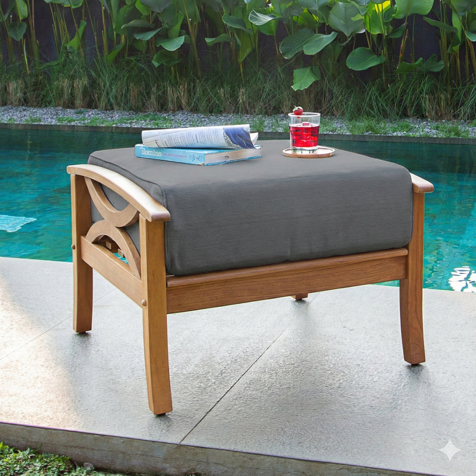 Malena Teak Patio Footstool