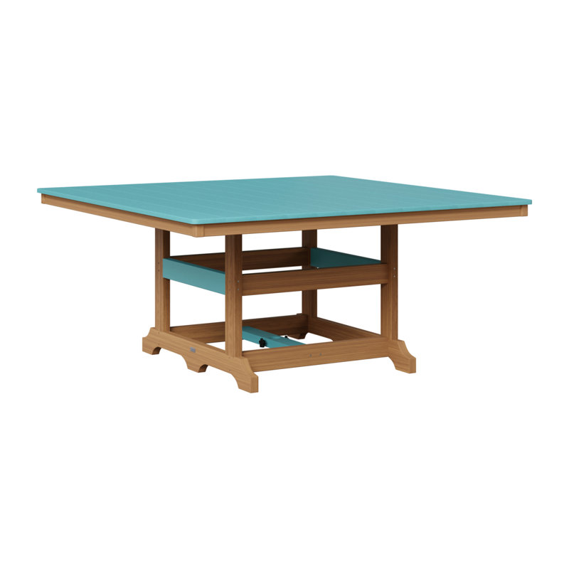 Table de salle à manger Berlin Classic, Bleu Aruba, Teck naturel