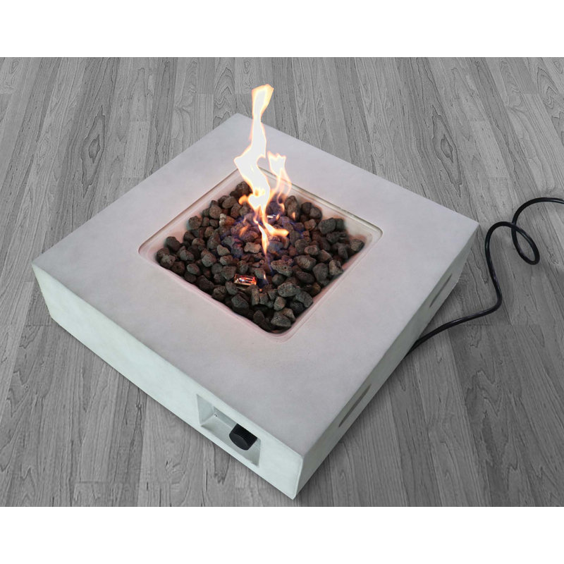 Hartwin Square Concrete Smokeless Fire Pit Table with Lid, Gray