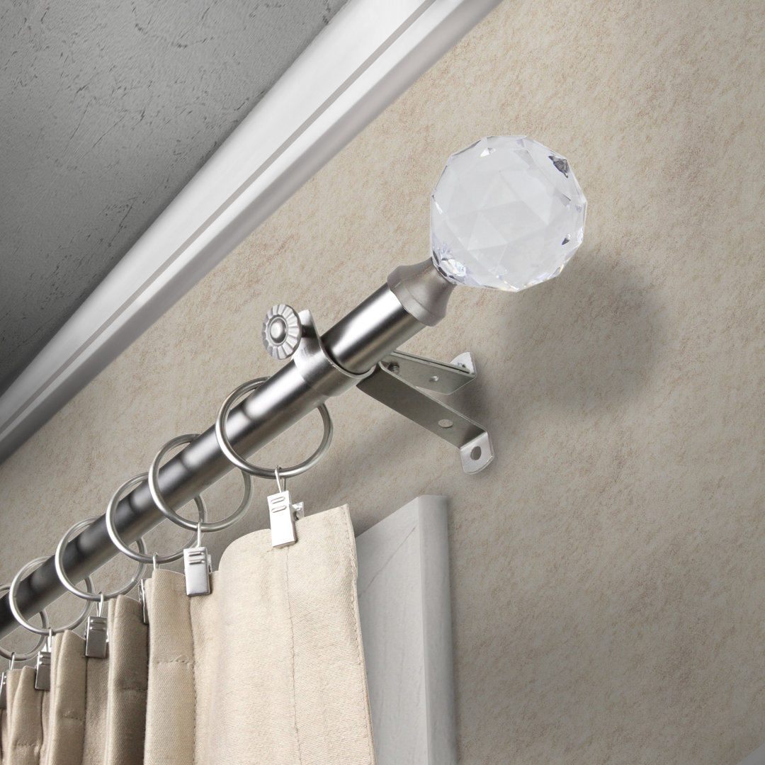 Caire Steel Rod/Resin Finials Adjustable Single Curtain Rod Rosdorf Park 