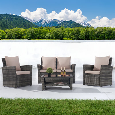 Wicker 4 - Person Patio Conversation Set