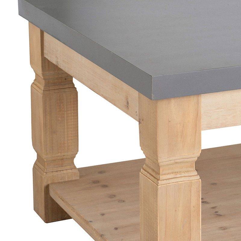 Table basse 47,8 x 28 x 18,8 po - Élévation gracieuse en béton et en bois 47,8 x 28 x 18,8