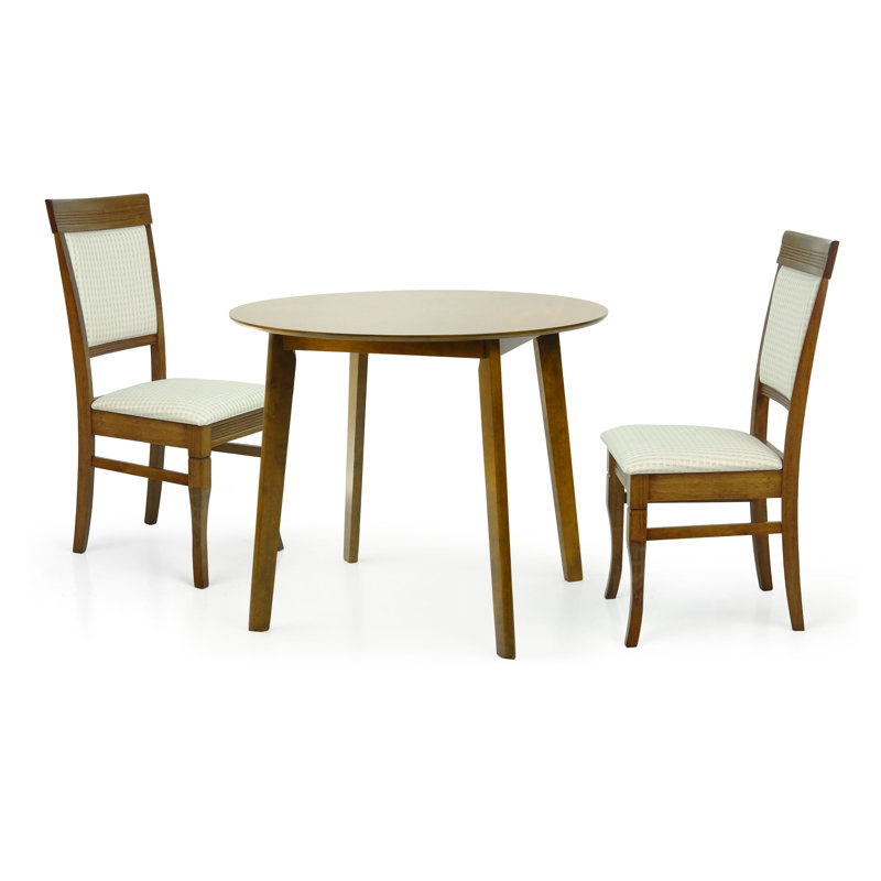 Ensemble de salle à manger 3 pièces Mattis, 2 chaises rondes en bois de style classique avec table ronde Mattis