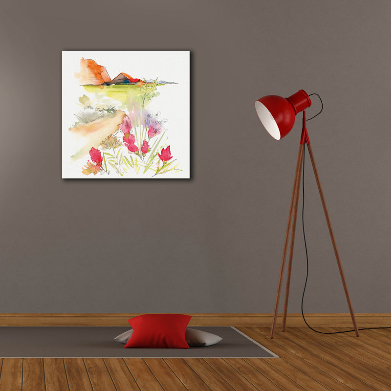 "Epic Graffiti" Desert Blooming "par Kristy riz, art mural sur toile, H 26 po x l 26 po x P 1,5 po