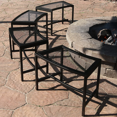Haywood Mesh Metal Patio Fire Pit Bench