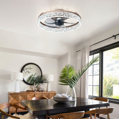 16 Inch Low Profile Ceiling Fan with Light, Ultra-Quiet, App & Remote Control, Dimmable 3 CCT LED, Flush Mount for Bedroom，in Brown