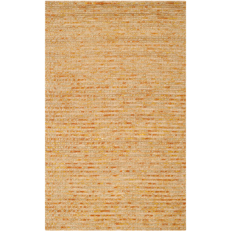 Ferrera Abstract Handmade Flatweave Gold Area Rug, Rectangle 5' x 8'