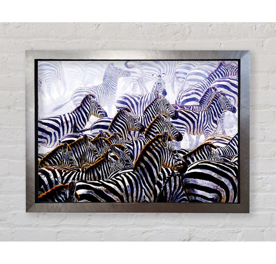 Zebra Stampede - Einzelner Bilderrahmen Kunstdrucke