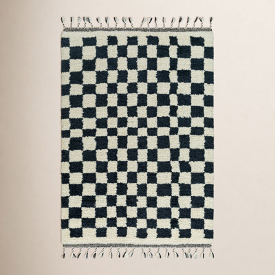 Keon Hand-Woven Checkered Shag Rug