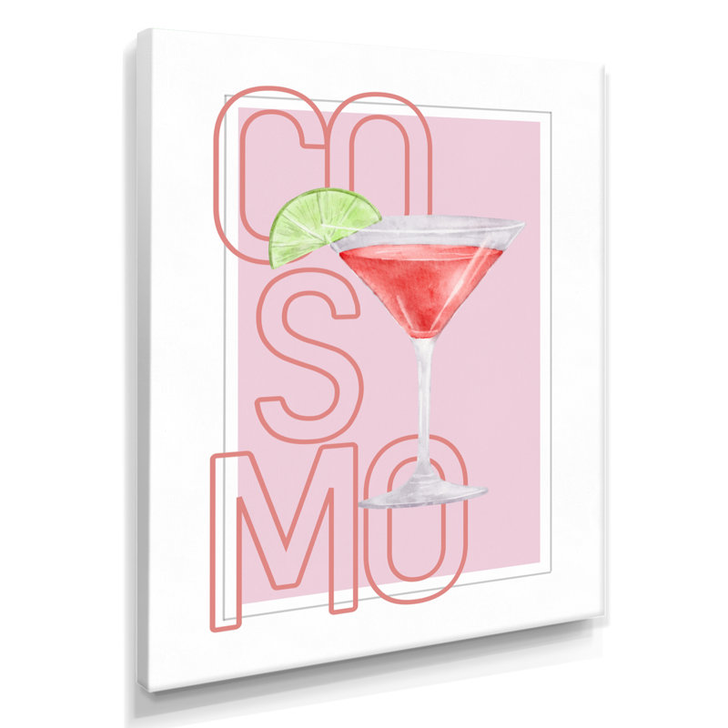 Tout droit, sans glace, canneberge cosmopolite II - Art mural cocktails, Toile tendue, H 44 po x l 34 po x P 1,5 po