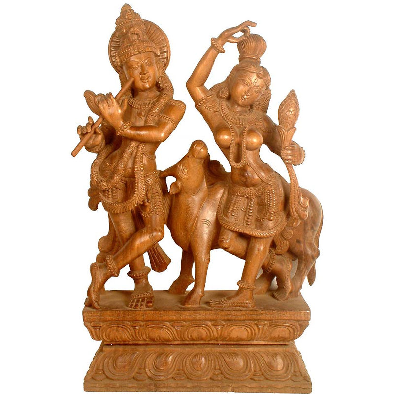 Radha dansant sur la flûte de Krishna