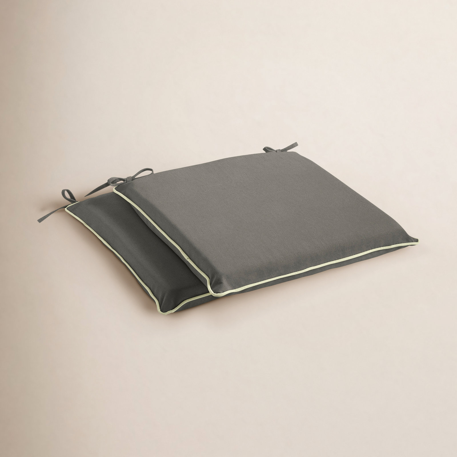 Sunbrella Outdoor Dining Chair Cushion, 2" H x 21" W x 19" D, Sunbrella - Canvas Charcoal/ Canvas Natural Cord