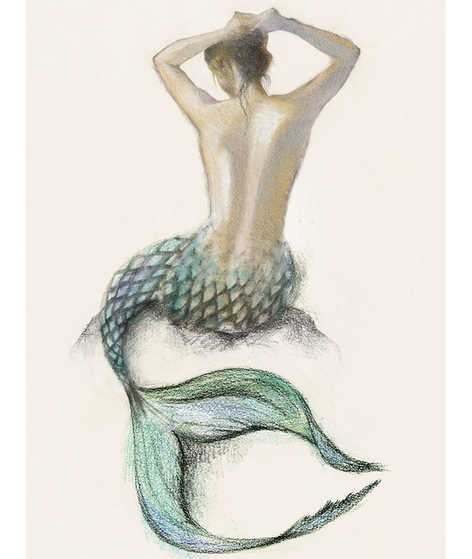 «Mermaid II» par Peyton Gray - Peinture, H 40 po x l 30 po x P 1,5 po, Plexi