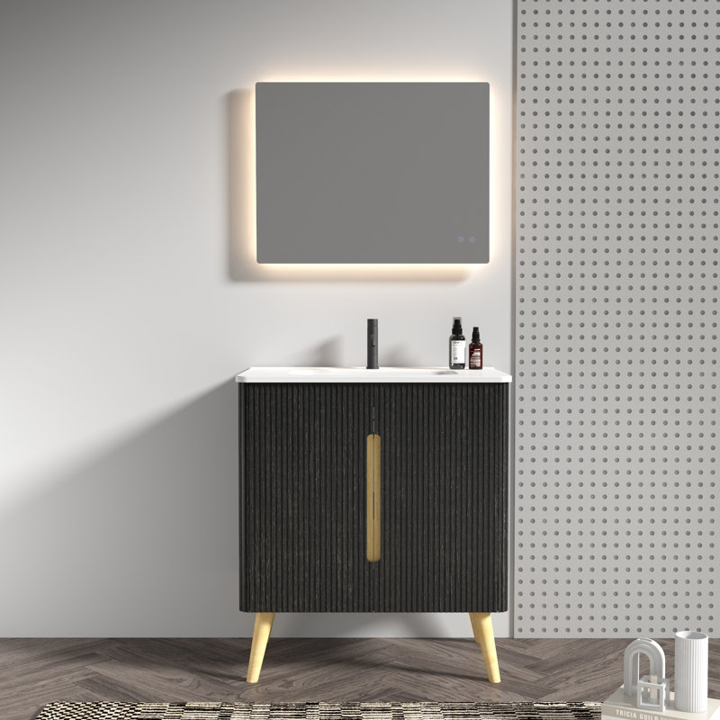 Rangement de salle de bain luxueux en céramique et en MDF, esthétique moderne et élégante