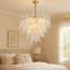 Modern American 4-tier Glass Chandelier In Gold, Led 3-colour Dimmable Ceiling Light