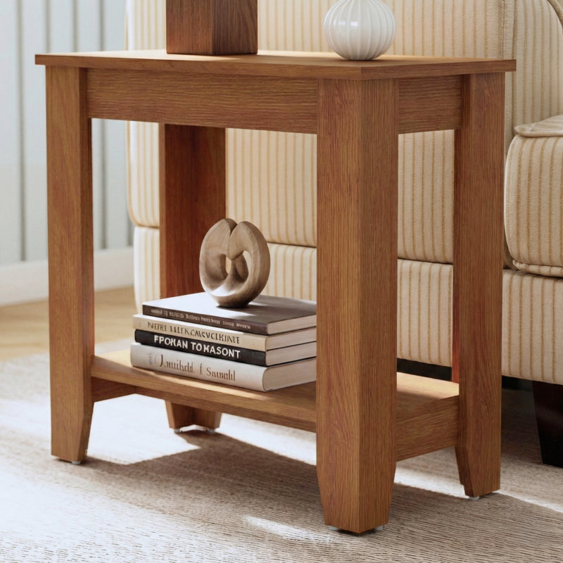 Justine Basilico End Table with Storage, Amber Walnut