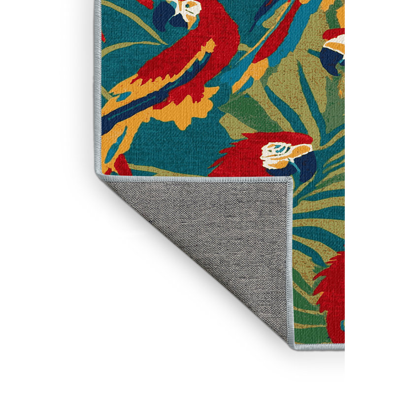 Washable Macaws Hawaiian Area Rug, Runner 2' x 4'