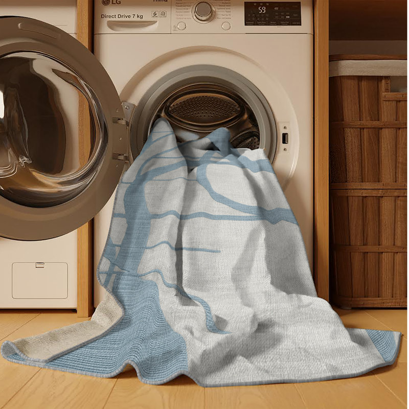 Machine Washable Abstract Gray Area Rug