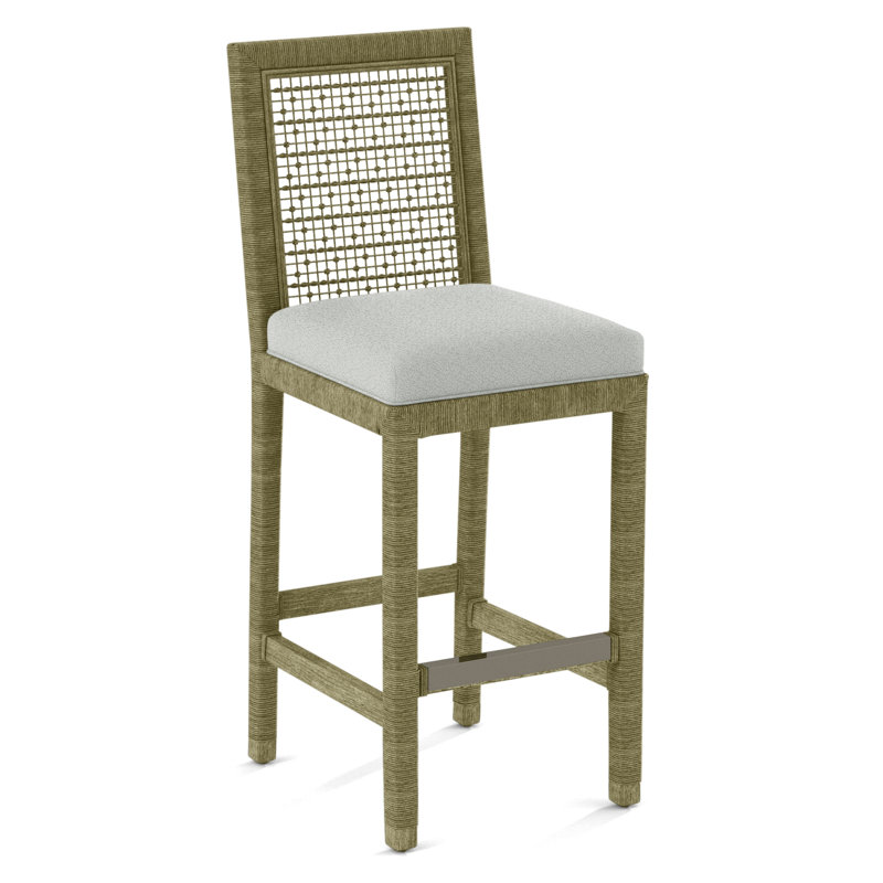 Tabouret de bar Sorinda Glinda, Rayures bleu cobalt, Laiton