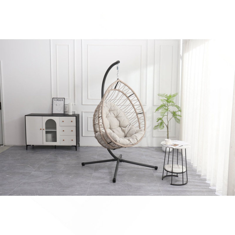 Fauteuil suspendu d'extérieur en forme d'œuf avec support, fauteuil en forme d'œuf de patio en osier, fauteuil à bascule d'intérieur, fauteuil en forme d'œuf de hamac pour l'extérieur