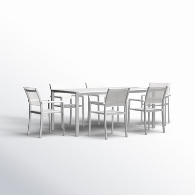 Aynura 6 - Person Metal Patio Dining Set with Rectangular Table