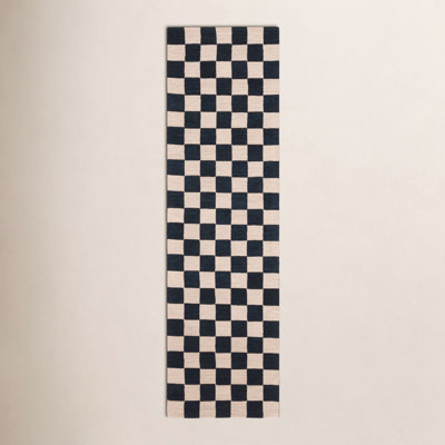 Freesia Black Beige Hand-Tufted Checkered Rug