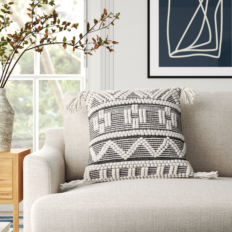 Reni Ikat Cotton Blend Throw Pillow, 18" x 18", Down