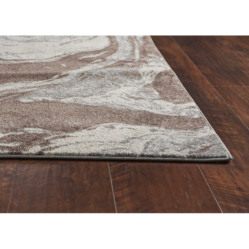 Chaudoin Abstract Machine Woven Rectangle 6'7" x 9'6" Polypropylene Area Rug in Mocha Brown/Beige
