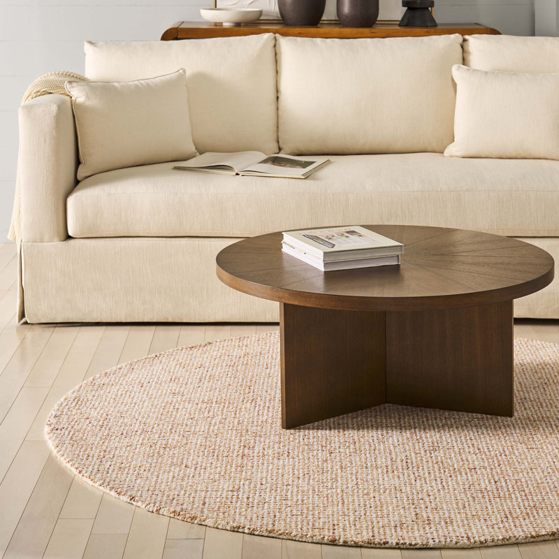 Martha Stewart Hand Tufted Wool Cotton Rug in Rust/Ivory, Round 6'