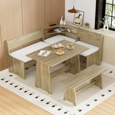 Ensemble de table de salle à manger en coin pour 5 personnes, couleur chêne