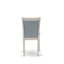 Ensemble de table de salle à manger 7 pièces comprenant une table et 6 chaises en lin bleu clair à haut dossier - Lin brossé blanc-127433630-127433629