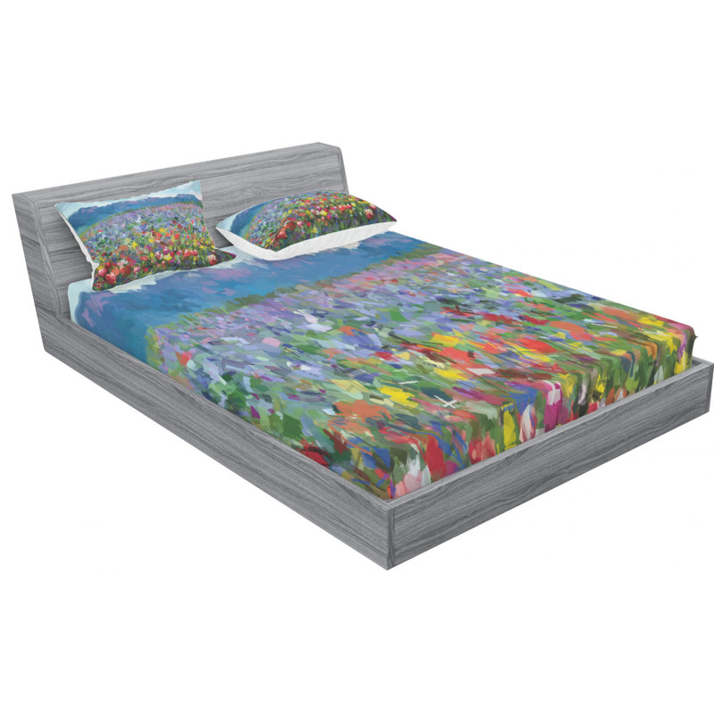 Microfiber Floral Sheet Set, Queen Sheet Set + Fitted Sheet + 2 Pillowcases