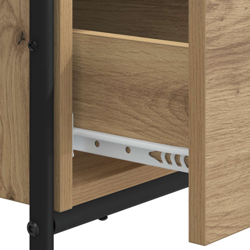 Steel Writing Desk, 75 cm H x 100 cm W x 50 cm D, Artisan Oak/Black