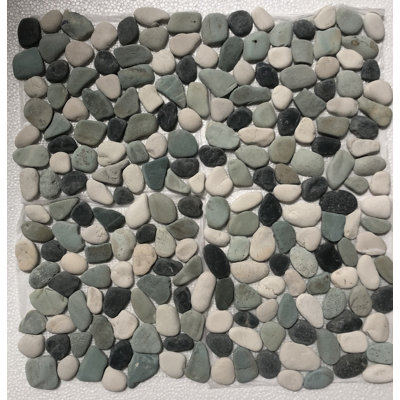 Jubilee Levelled Sea Pebbles Mosaic colour Green,White,Black 12" x 12"  Wall & Floor Tile