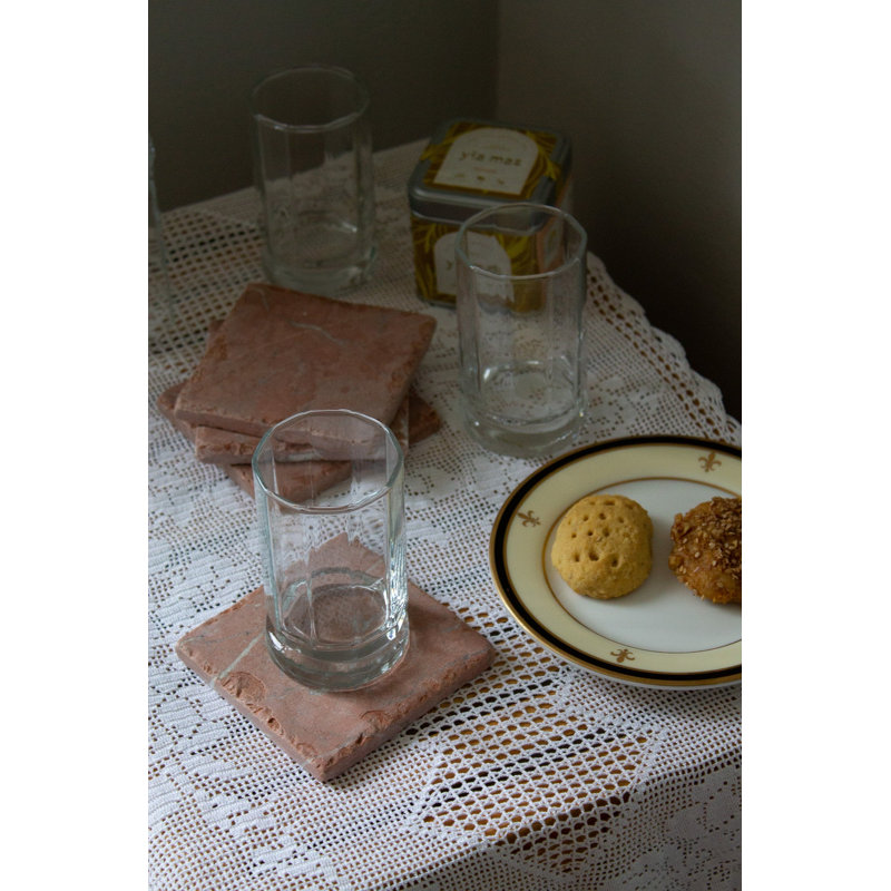 Marble Coaster Set, Red