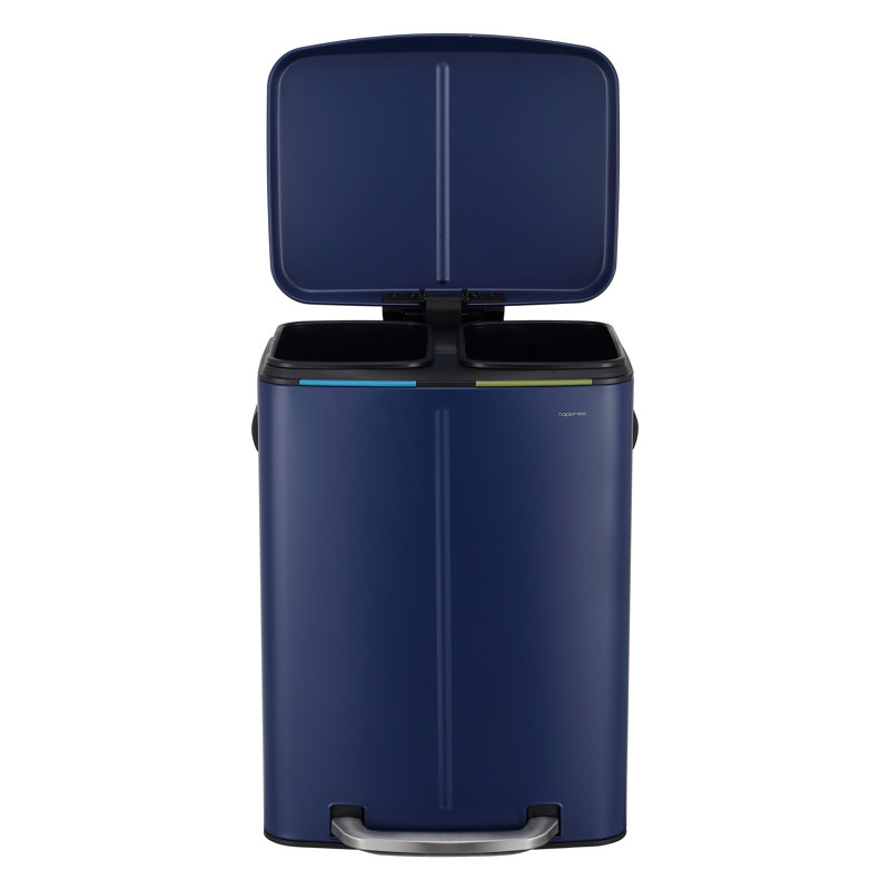 Poubelle à pédale rectangulaire 10,5 gallons Marco, Bleu denim