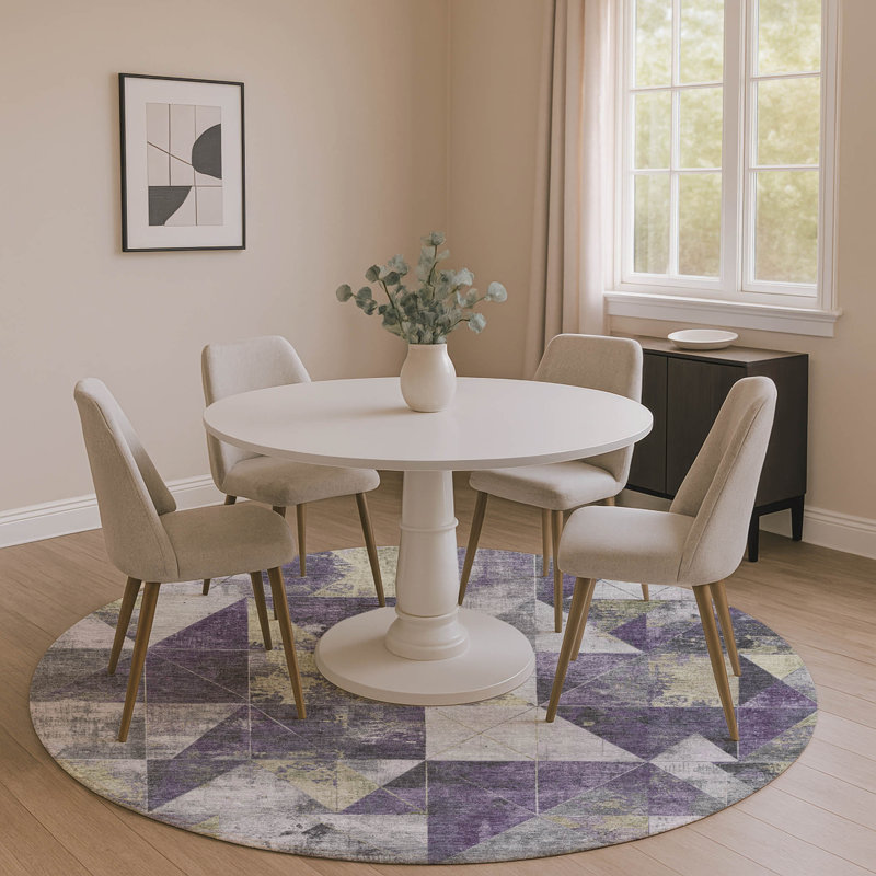 Premium Machine Washable Fairwood AMF1888 Geometric Rug, Round 8'