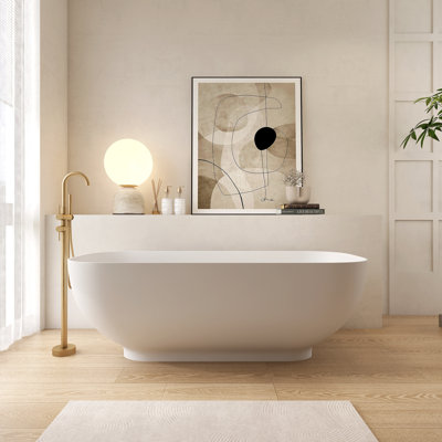 64.96 x 29.53 Freestanding Bathtub Solid Surface Stone Resin Soaking Tub