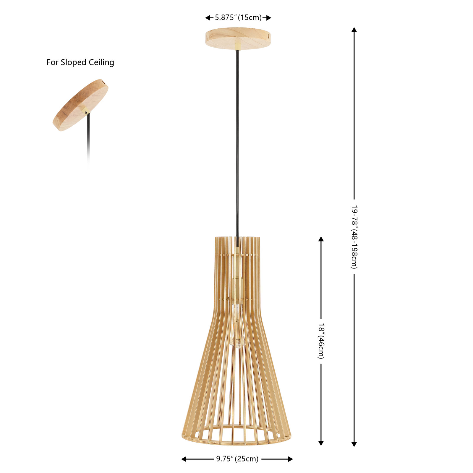 Single Light Solid Wood Iron Dimmable Pendant
