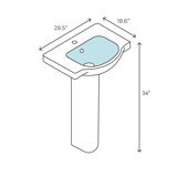 Soiree Vitreous China 28" Pedestal Bathroom Sink with Overflow