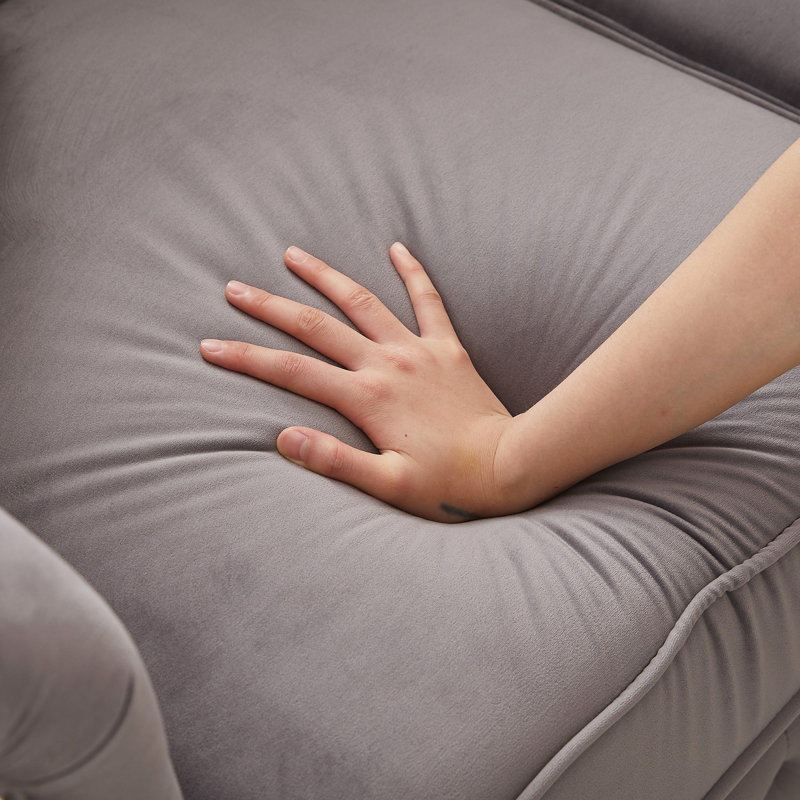 Velours de bureau moderne avec 6 sièges, boutons à la main et coussins de siège en mousse haute densité, accoudoirs roulés, siège à ressorts confortable