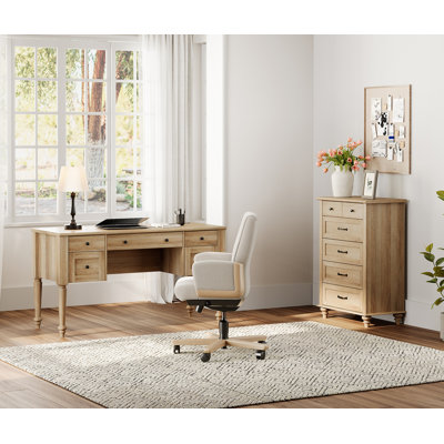 2 Piece Office Set, 56" Executive Writing Desk & 5 Drawer Dresser