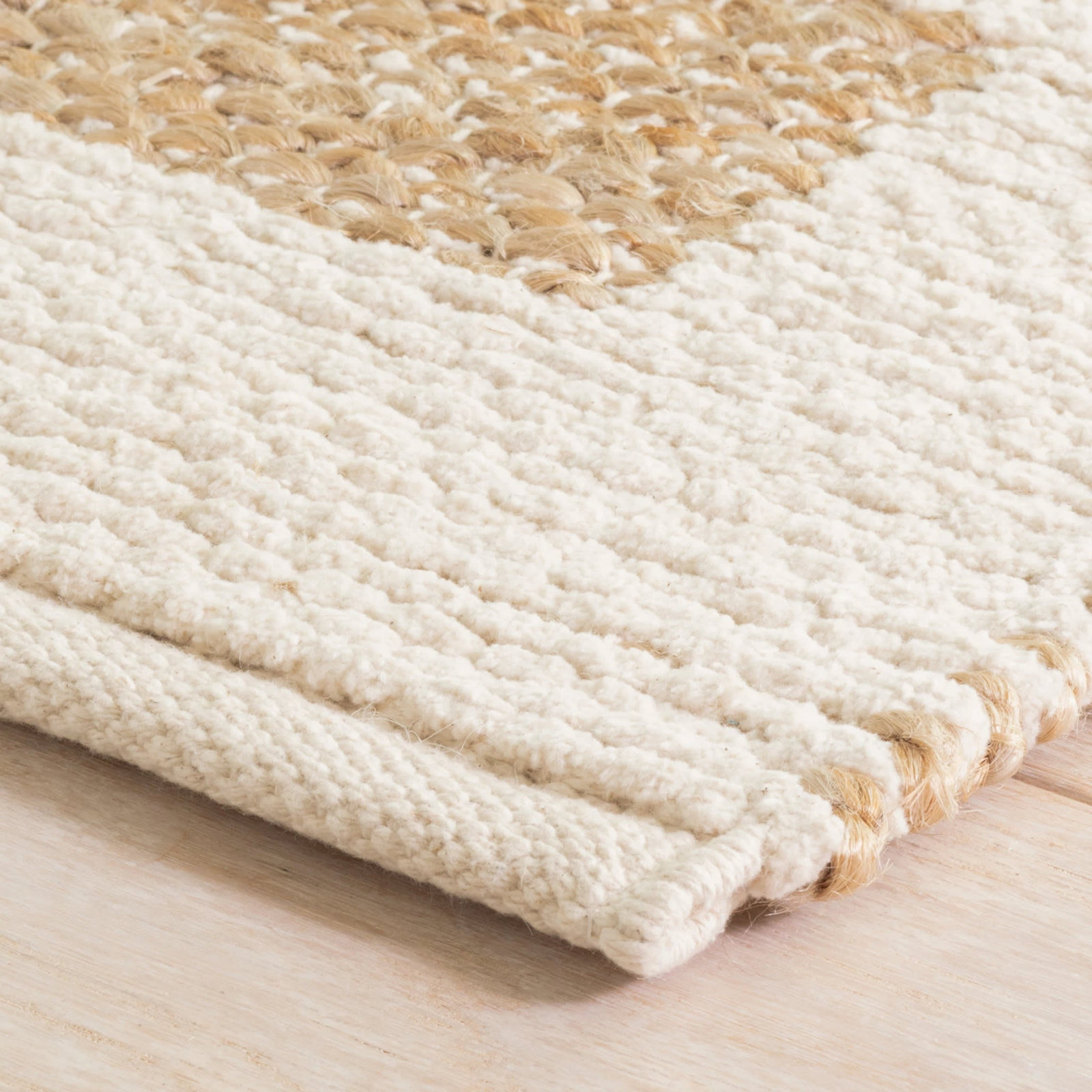 Milo Ivory Hand-Woven Geometric Jute Rug, Rectangle 9'6" x 13'6"