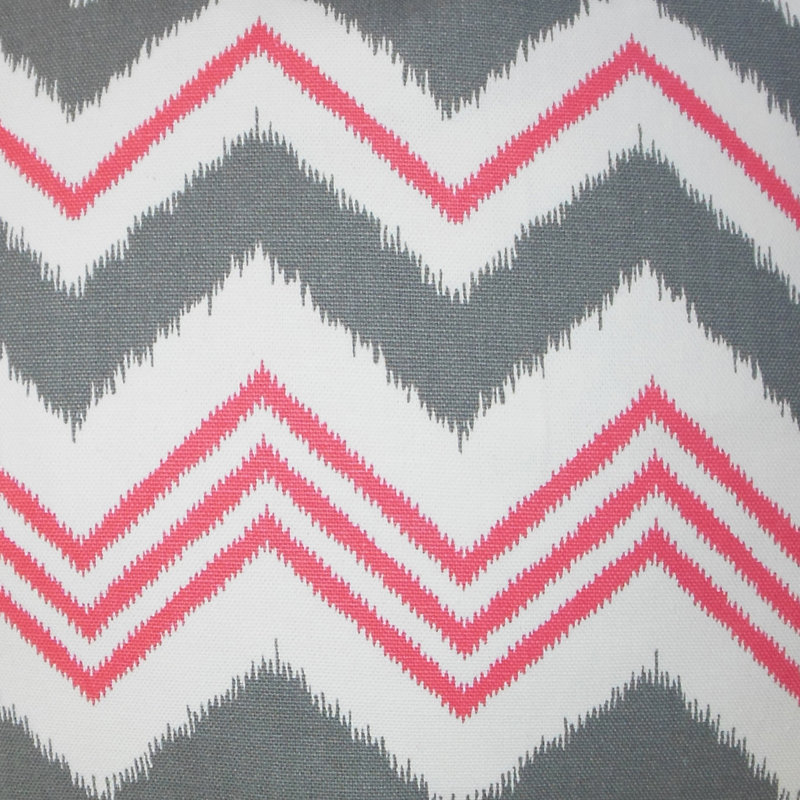 Chevron Cotton Reversible Throw Pillow, Gray/Pink, 24" H x 24" W