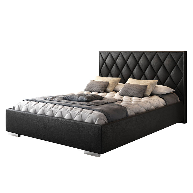 Adelajde Upholstered Storage Bed, Black, 180 x 200 cm
