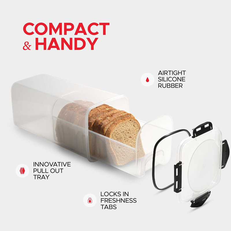 Contenant à pain avec plateau, boîte à pain en plastique, contenant à pain avec couvercle hermétique, garde-pain, support à pain pour pain maison, sans BPA