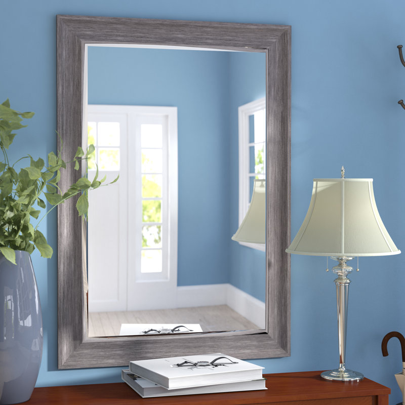 Modesto Flat Mirror, 32.5" H x 26.5" W, Light Gray
