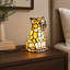 Jolie lampe de table en verre coloré style chat Tiffany