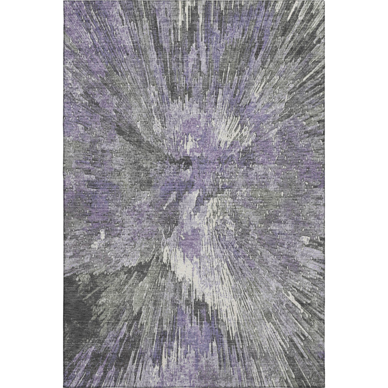 Premium Machine Washable Mayfield AMF2283 Abstract Rug, 10' x 14', Lavender